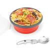 CCyanzi 1200ml Collapsible Camping Bowl Silicone Food Storage Container with Lid and Foldable Stainless Steel Fork Spoon, for Picnic, Travel, Camping, RV, Fridge and Microwave Bowls(Round, Red) view 1