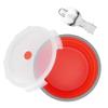 CCyanzi 1200ml Collapsible Camping Bowl Silicone Food Storage Container with Lid and Foldable Stainless Steel Fork Spoon, for Picnic, Travel, Camping, RV, Fridge and Microwave Bowls(Round, Red) view 2