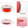 CCyanzi 1200ml Collapsible Camping Bowl Silicone Food Storage Container with Lid and Foldable Stainless Steel Fork Spoon, for Picnic, Travel, Camping, RV, Fridge and Microwave Bowls(Round, Red) view 3