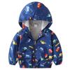 Toddler Kids Baby Boys Cartoon Car Print Hooded Jacket Windbreaker Trench Coat Elastic Long Sleeve Zipper Outdoor Windproof Outerwear with Pockets Autumn Winter Clothes Royal Blue Car 18-24 Months view 1