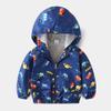 Toddler Kids Baby Boys Cartoon Car Print Hooded Jacket Windbreaker Trench Coat Elastic Long Sleeve Zipper Outdoor Windproof Outerwear with Pockets Autumn Winter Clothes Royal Blue Car 18-24 Months view 2