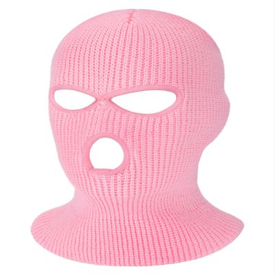 SATINIOR 3 Holes Full Face Cover Outdoor Balaclava Knitted Neck Gaiter Ski Mask for Sports Cycling (Pure Pink,Medium)