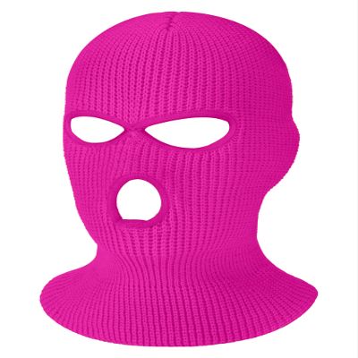 SATINIOR 3 Holes Ski Mask Full Face Cover Outdoor Balaclava Winter Knitted Neck Gaiter for Halloween Sports Cycling(Medium,Rosy)