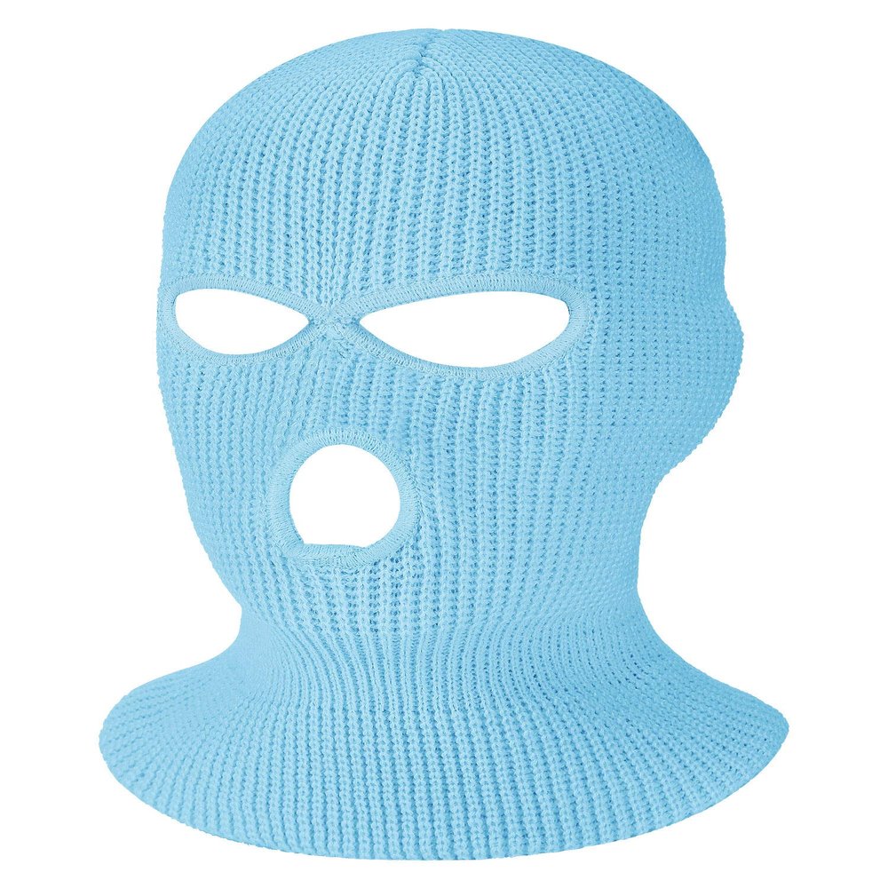SATINIOR 3 Holes Ski Mask Full Face Cover Outdoor Balaclava Winter Knitted Neck Gaiter for Halloween Sports Cycling(Medium,Sky Blue)
