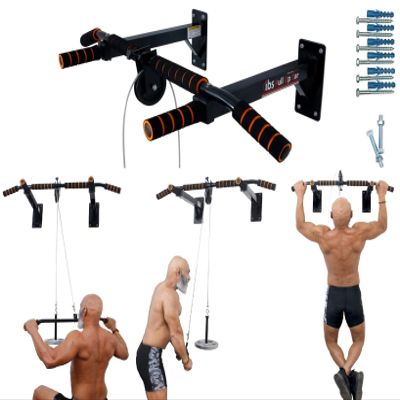 ALLYSON FITNESS Pull Up Bar Wall Mounted Chin Up Bar Side Pulley with Lats Bar, Tricep Bar, U Bar with Soft Foam and Solid Fitness Accessory for Home Gym-Without Weight