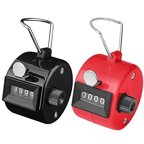 Hand Tally Counter 4 Digit Number Dual Clicker Golf Handy Convenient (Black and Red)