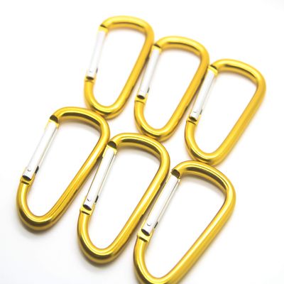 3" Aluminum Carabiner D Shape Buckle Pack, Keychain Clip, Spring Snap Key Chain Clip Hook Buckle (Gold (12 Pack))