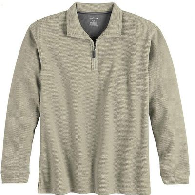 Haggar Men's Classic-Fit Honeycomb Texture Quarter-Zip Pullover Sweater (Small, Roasted Cashew)