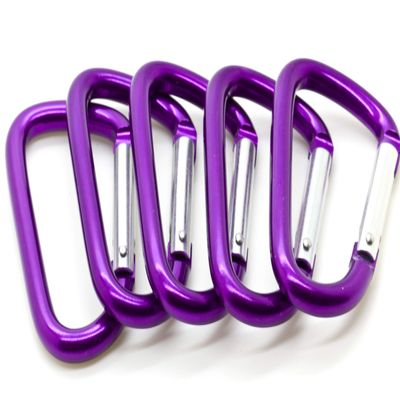 3" Aluminum Carabiner D Shape Buckle Pack, Keychain Clip, Spring Snap Key Chain Clip Hook Buckle (Purple (12 Pack))