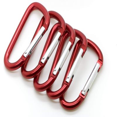 3" Aluminum Carabiner D Shape Buckle Pack, Keychain Clip, Spring Snap Key Chain Clip Hook Buckle (Red (12 Pack))