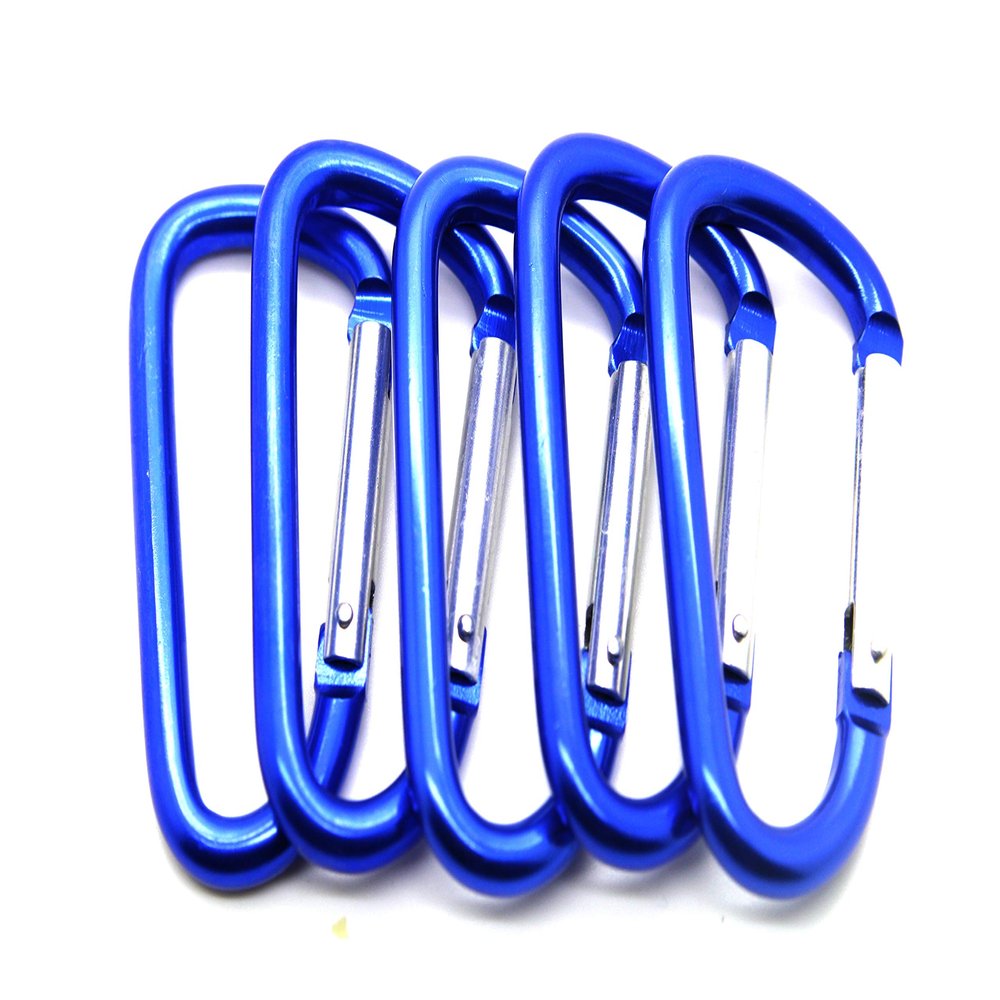 3" Aluminum Carabiner D Shape Buckle Pack, Keychain Clip, Spring Snap Key Chain Clip Hook Buckle (Blue (12 Pack))