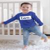 2nd Birthday Shirt boy 2 Year Old Toddler Kids Outfit Second Two t-Shirt Party (Charcoal Blue - Long Sleeve, 2 Years) view 3