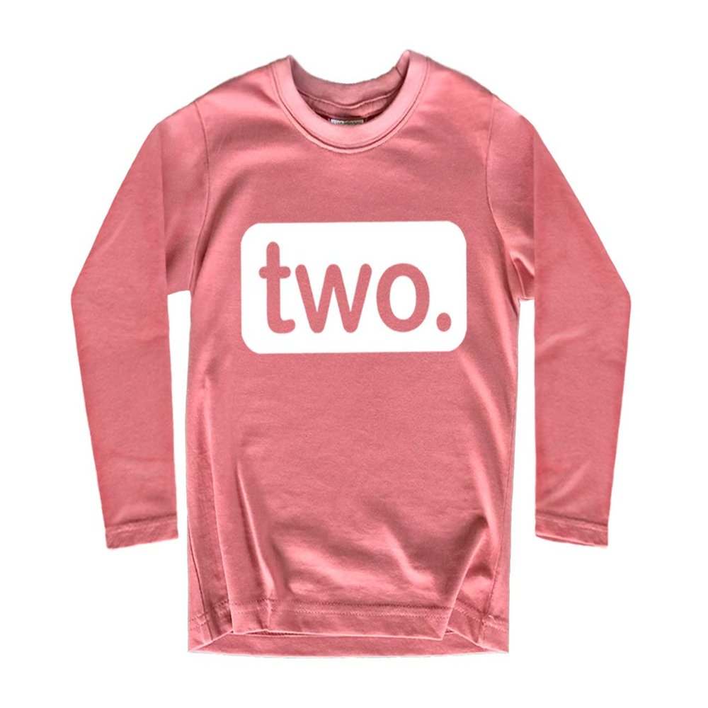 2nd Birthday Outfits for Toddler Girls Shirt 2 Year Old Girl Second Birthday Two (Mauve - Long Sleeve, 3 Years)