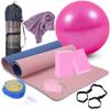 Yoga Beginners Kit Yoga Blocks 2 Pack Yoga Strap Yoga Ball Yoga Mat with Carrying Strap Net Bag Sports Cooling Towel,Yoga Mat Kits and Sets for Beginners 11-Piece Yoga Starter Kit for Women(Pink) view 1