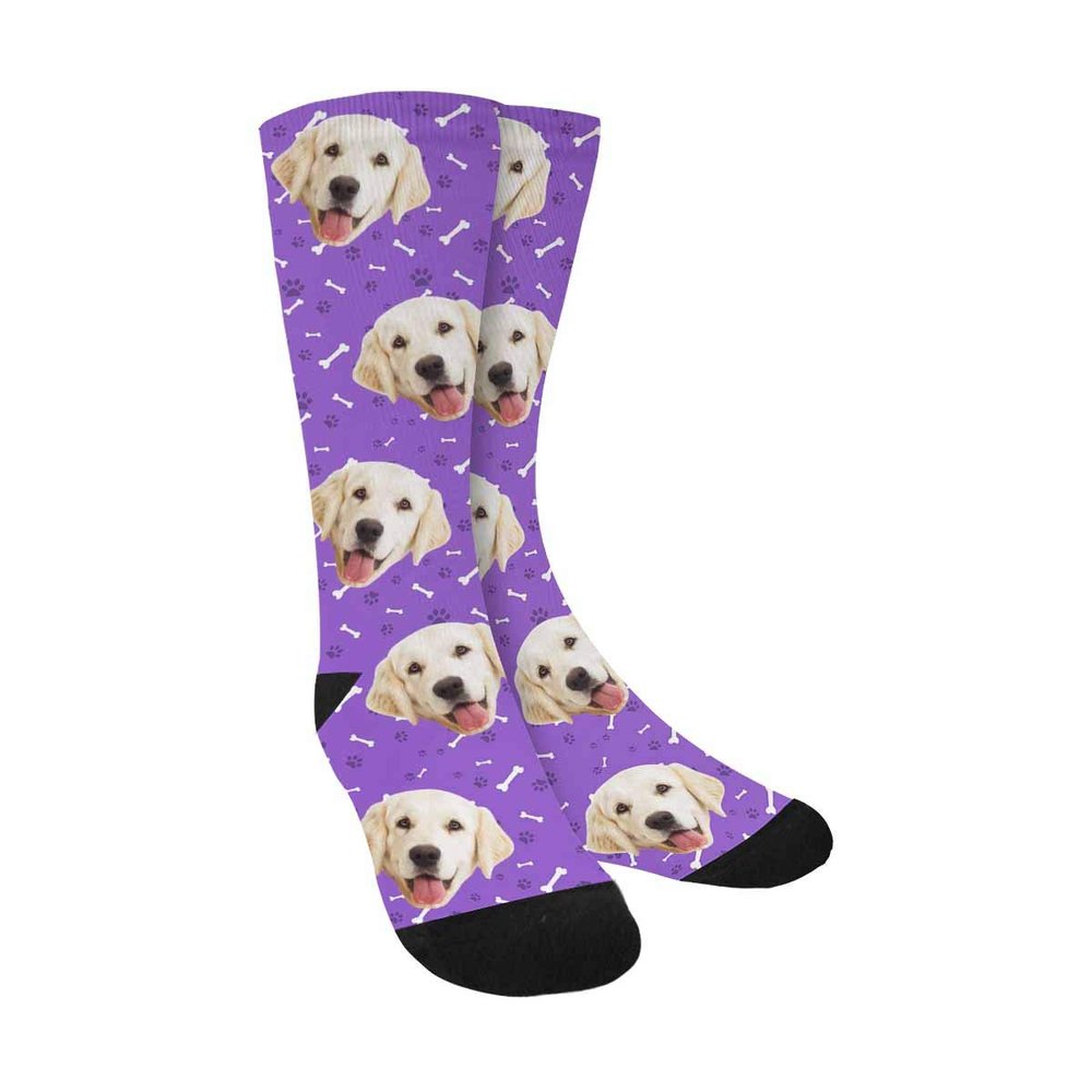 Custom Personalized Socks Puppy Face and Paws with Faces Crew Socks