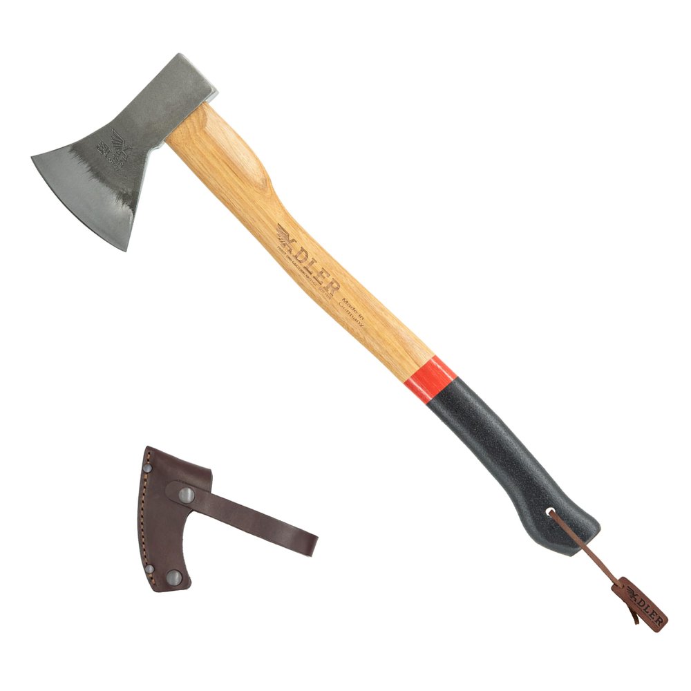 Adler Canoe Axe - German Made with a 19.5 inch Handle Coated in Anti-Slip Black Grip Paint - 1.35 Pound Head Weight