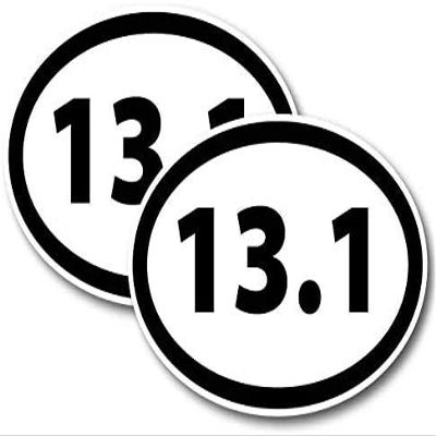 13.1 Half Marathon Black Oval Car Decal 2 Pack | 2" x 3" Each