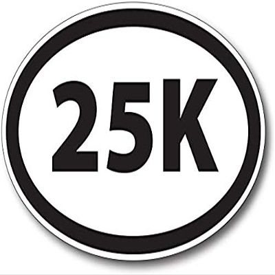 25K Marathon Black Oval Car 3" x 5" Decal