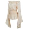 Renaissance Shirt Women Costume Peasant Shirts and Blouse Long Sleeve Steampunk Pirate Shirts for Women Costume Beige S view 2