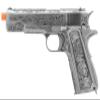 We-Tech WE Full Metal Airsoft Gas Blowback Floral Pattern Pistol 1911 Silver view 1