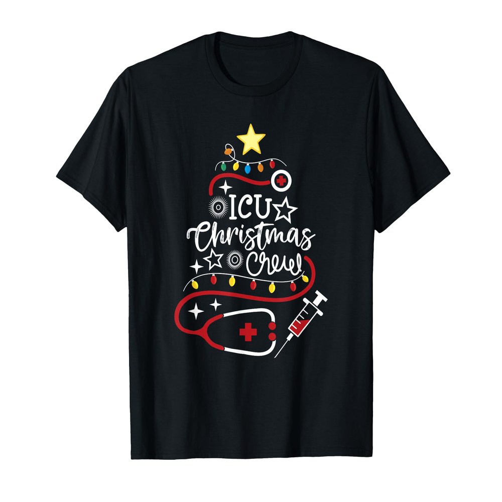 Intensive Care Unit Nurse Techs Secretary ICU Christmas Crew T-Shirt