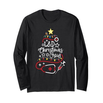 Labor and Delivery Nurse Techs Secretary L&D Christmas Crew Long Sleeve T-Shirt