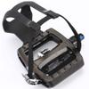 Spin Bike Pedals Indoor Cycling Pedals Dual Platform Bike Pedals (Only Black Strap Support) Hybrid Pedal with Clips and Straps Suitable for Spin Bike Compatible with Shimano SPD Peloton Bike Pedals view 2