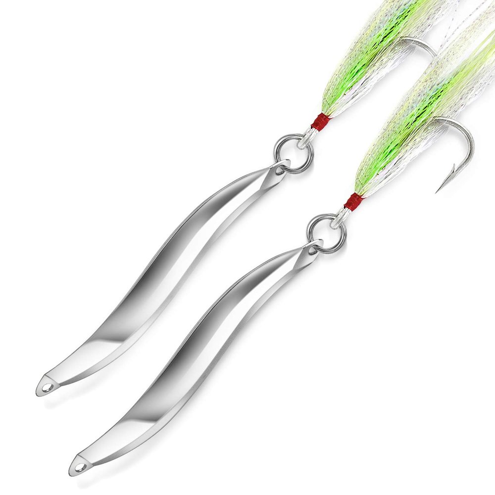 Omelchenko Lure Fishing Lures Bucktail Teasers Set of Two Silver 1.4-Ounce 40gm Saltwater Freshwater