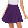 Afibi Casual Mini Stretch Waist Flared Plain Pleated Skater Skirt (Small, Deep Purple) view 2