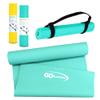 Non-Slip Exercise Yoga Mat with Carrying Strap, 1/4" Extra Thick, 72" x 24", Eco Friendly Patented Material PER (Teal) view 1