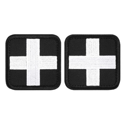 LIVANS Medic Cross Morale Patch, Medical White Cross First Aid Patch Tactical Hook and Loop EMT Patches 2 Packs for IFAK Plate Carrier Backpacks