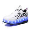BFOEL Rechargeable Roller Shoes for Boys Girls Age 6-14 with LED Light-Up Kids Sneakers for Outdoor Play, Birthday White/Black view 4