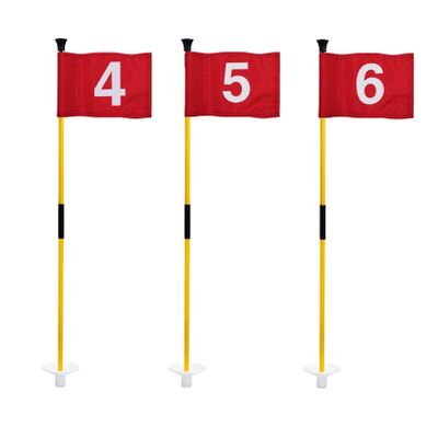 KINGTOP Golf Flagsticks Mini, Putting Green Flag for Yard, All 3 Feet, Golf Flagstick Set, Fiberglass Portable 2-Section Design, Numbered# 4-6