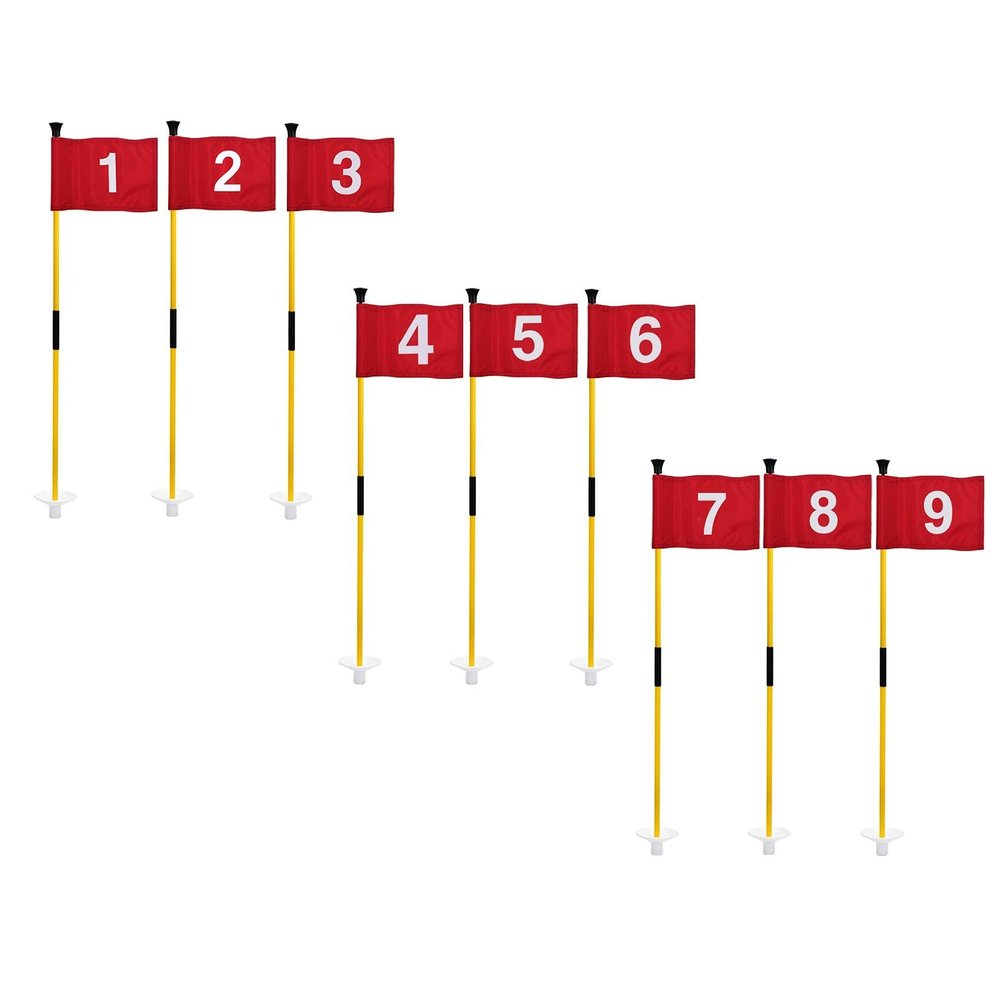 KINGTOP Golf Flagsticks Mini, Putting Green Flag for Yard, All 3 Feet, Golf Flagstick Set, Fiberglass Portable 2-Section Design, Numbered# 1-9