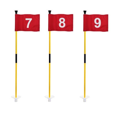 KINGTOP Golf Flagsticks Mini, Putting Green Flag for Yard, All 3 Feet, Golf Flagstick Set, Fiberglass Portable 2-Section Design, Numbered# 7-9