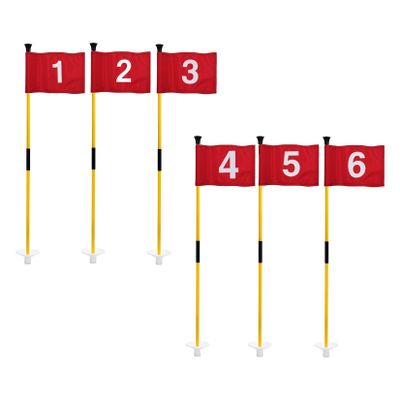 KINGTOP Golf Flagsticks Mini, Putting Green Flag for Yard, All 3 Feet, Golf Flagstick Set, Fiberglass Portable 2-Section Design, Numbered# 1-6