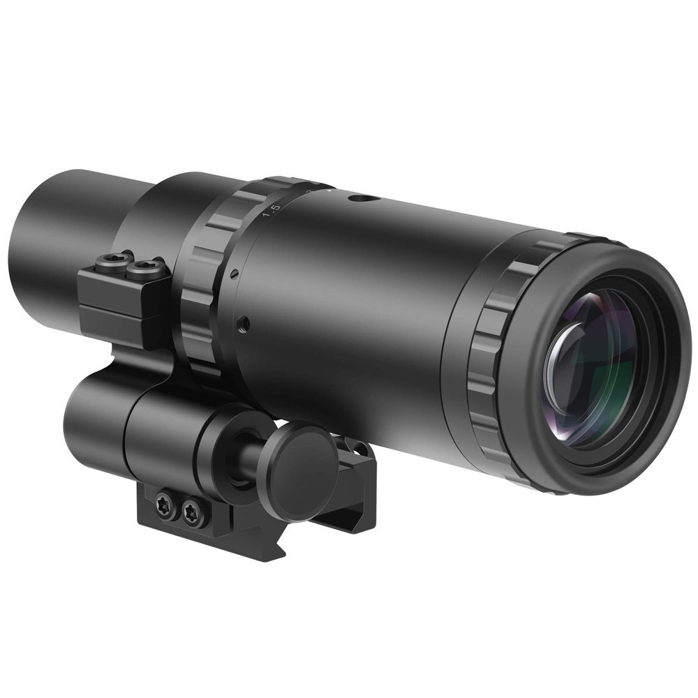 Feyachi M37 1.5X - 5X Red Dot Magnifier Focus Adjustment Optical Magnifier with Flip to Side Mount, Black