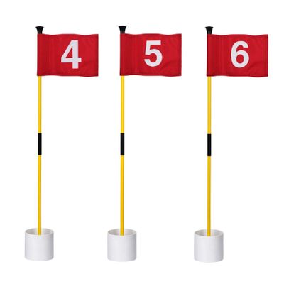 KINGTOP Golf Flagsticks Mini, Putting Green Flag for Yard, All 3 Feet, Golf Pin Flags Hole Cup Set, Fiberglass Portable 2-Section Design, Numbered# 4-6