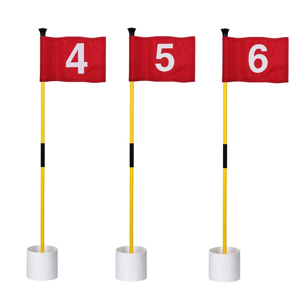 KINGTOP Golf Flagsticks Mini, Putting Green Flag for Yard, All 3 Feet, Golf Pin Flags Hole Cup Set, Fiberglass Portable 2-Section Design, Numbered# 4-6