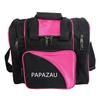 PAPAZAU Bowling Bag for Single Ball - Single Ball Tote Bag with Padded Ball Holder - Fits a Single Pair of Bowling Shoes Up to Mens Size 14 (Black/Pink) view 1
