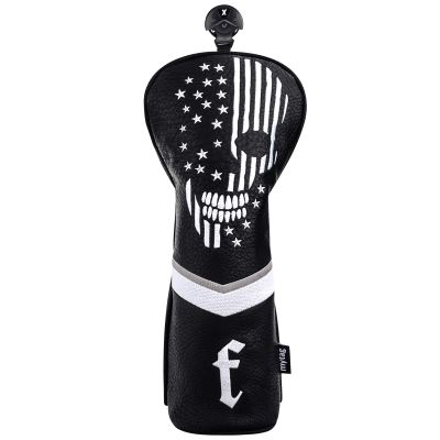 caiobob mytag Golf Skull Skeleton Head Cover Golf Club Black Leather Headcovers Set Fits Driver Fairway Wood Hybrid (1pc Fairway Cover)