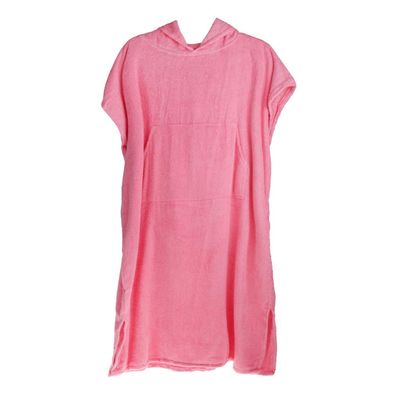 Backbayia Cotton Surf Poncho Hooded Beach Towel Wetsuit Changing Robe for Men and Women (Pink)