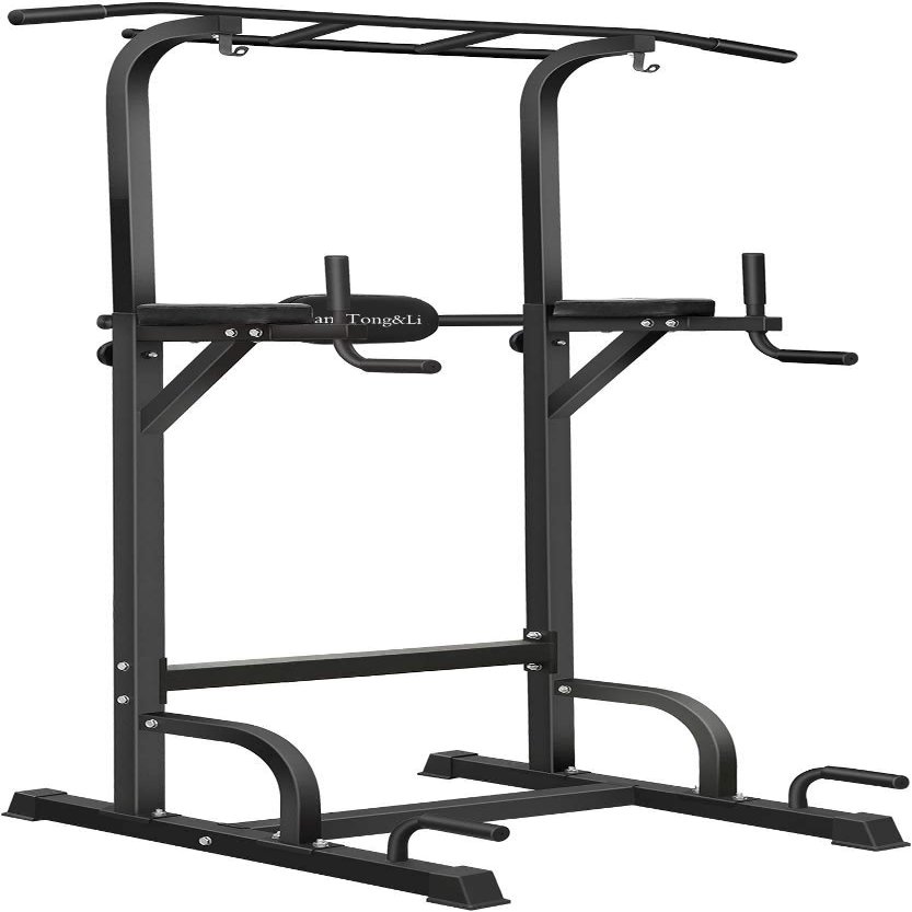 BangTong&Li Power Tower, Pull Up Bar Dip Station/Stand for Home Gym Strength Training Workout Equipment (Black)
