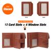 GOIACII RFID Women's Wallet Small Ladies Credit Card Holder Leather with Zipper Pocket 4 ID Windows Wax Brown view 2