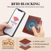 GOIACII RFID Women's Wallet Small Ladies Credit Card Holder Leather with Zipper Pocket 4 ID Windows Wax Brown view 4