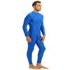 LiiYii Men's One Piece Full Body Unitard Leotard Back Zipper Long Sleeve Stretchy Bodysuits Blue XX-Large view 2