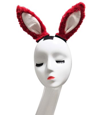 3T-SISTER Helmet Bunny Ear Women Girls Plush Rabbit Ear for Motorcycle Bicycle Ski Helmets Halloween Party Cosplay Wig Helmet Accessory Decorations Velcro Reusable Design Red 2PC