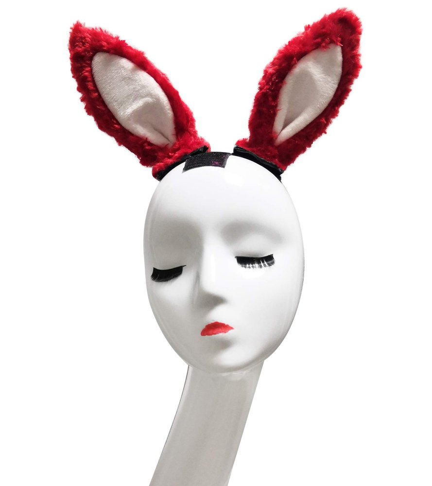 3T-SISTER Helmet Bunny Ear Women Girls Plush Rabbit Ear for Motorcycle Bicycle Ski Helmets Halloween Party Cosplay Wig Helmet Accessory Decorations Velcro Reusable Design Red 2PC