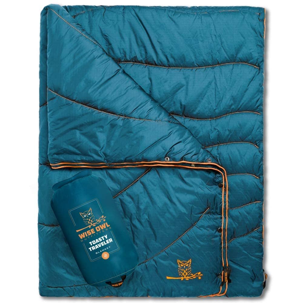 Wise Owl Outfitters Outdoor Camping Blanket Lightweight Packable Puffy Quilt for Backpacking, Hiking & Travel Warm Water Resistant Blanket for Cold Weather Camping