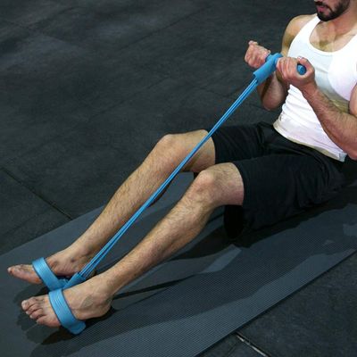 03 Pedal Belt, Double-Strand Rope Blue Sit-up Trainer, Fitness Device Yoga Equipment for Yoga Workout(Pull Rope)